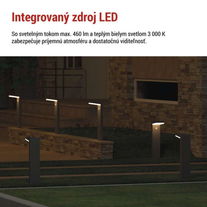 EMOS ZGK0B4S VEREA solární venkovní stojanové svítidlo/sloupek LED 154 × 107 × 500 4,4W 460lm 3000K IP44 se senzorem černá