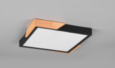 TRIO Reality R67191132 META stropné svietidlo SMD LED 310x310mm 20W/2400lm 3000K čierna matná, imitácia dreva, switchdimmer