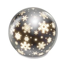 DCLW28 EMOS vianočná dekorácia - sklenená guľa s vločkami LED D120mm, 3x AA, teplá biela, časovač