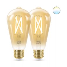 Philips Wiz Tunable white 8719514551077 LED žárovka Filament E27 ST64 7W/640lm 2000-5000K jantarová 2-set