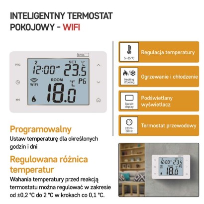 Emos P56201 GoSmart Digitální pokojový termostat, bílá, Wi-Fi