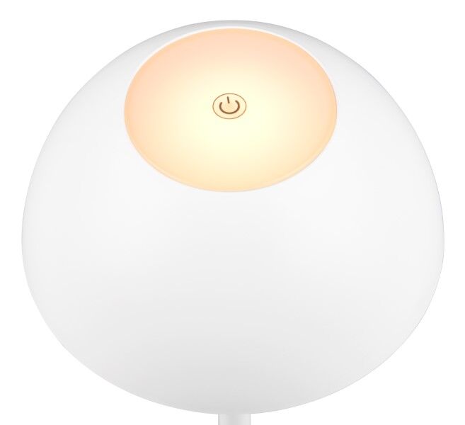TRIO Reality R54106131 RICARDO vonkajšia dotyková stolná lampa SMD LED V300mm 1,7W/240lm 3000K IP54 biela matná, nabíjateľná batéria, USB-C port