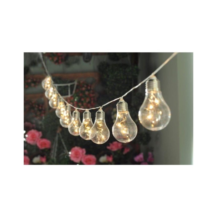 33708- 10 GLOBO Exteriérové ​​solární LED svítidlo, dekorativní řetěz s 10 hruškami na osvětlení zahrady nebo terasy, 10x 0,3W 2700K IP44