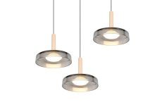 TRIO 354930332 CELESTE závesné svietidlo D350mm SMD LED 3x7,5W/750lm 3000K čierna, drevo, switchdimmer
