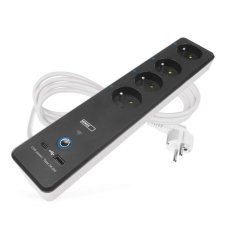 EMOS P1412SM GoSmart predlžovací kábel 2 m / 4 zásuvky / s vyp. / s USB / biely-čierny / PVC / 1,5 mm2