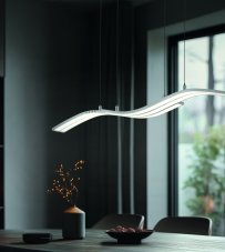 LED závěsné svítidlo 5350 lm 2700-6500K nikl matný s dálkovým ovladačem a motorom TRIO SELECT SPIDER 332810307