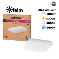 RABALUX 77181 Lowar vonkajšie stropné svietidlo LED 18W/1100lm 3000+4000+6000K IP44 biela