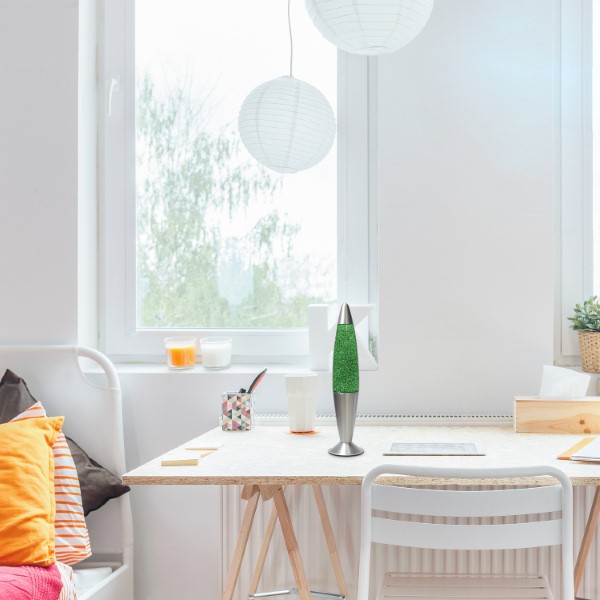 RABALUX 76113 Glitter2 lávová lampa D75mm LED 25W/29lm 3000K strieborná, zelená