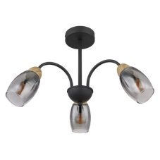 GLOBO 60297-3D GERLY stropní svítidlo D470mm 3xE14 matná černá, imitace dřeva, kouřová