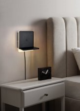 TRIO 248670132 FAIRFIELD nástenné svietidlo s vypínačom SMD LED 9W/950lm 3000K čierna matná, USB port, nabíjacia stanica
