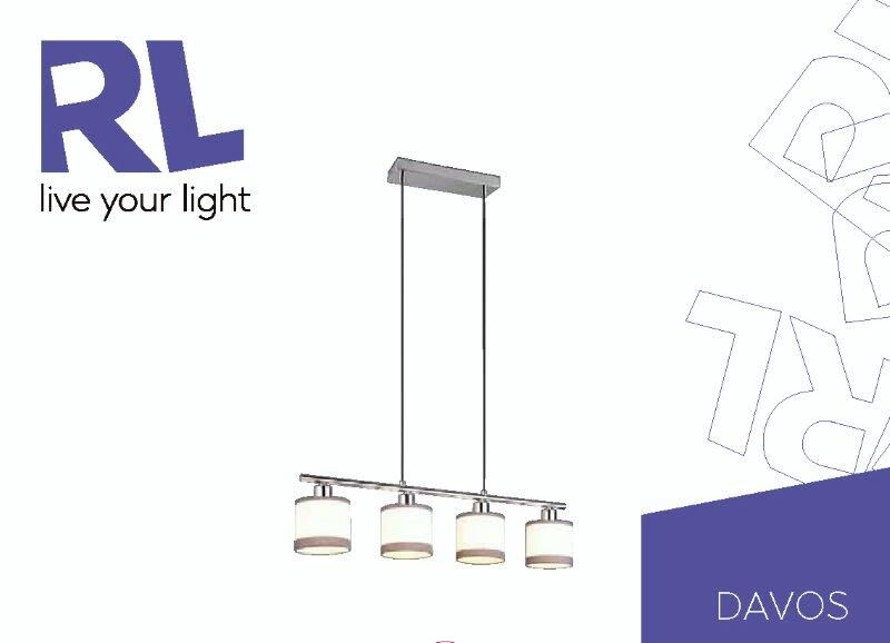 TRIO Reality R31554006 DAVOS závěsné svítidlo 4xE14 chromová, bílá