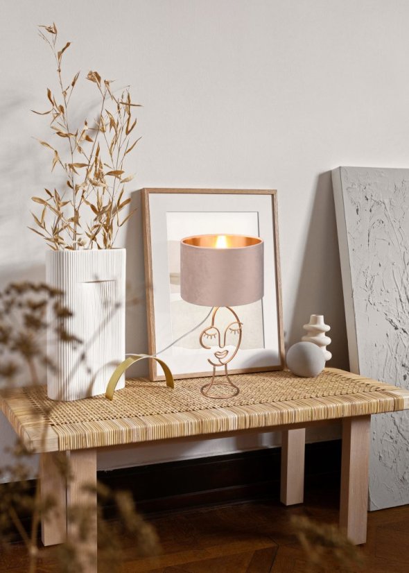 TRIO Reality R51221044 MARY stolní lampa V450mm 1xE27 zlatá, starorůžová