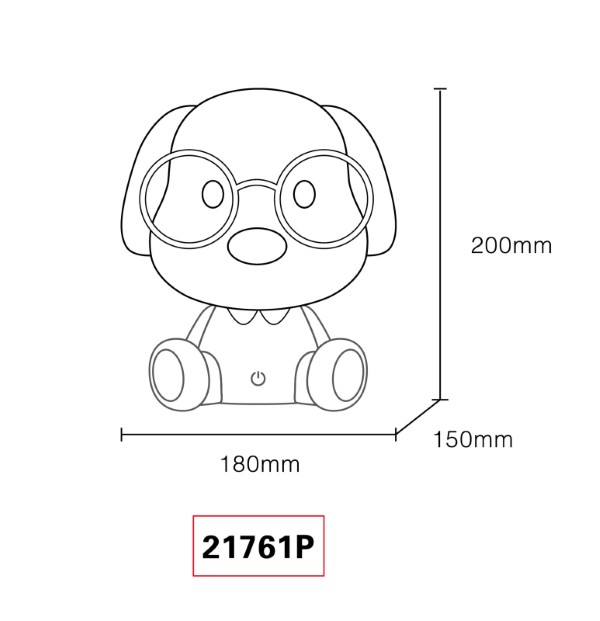 GLOBO 21761P PUPPY dotyková stolná lampička detská V200mm LED 1W 32lm 3000K ružová, biela, USB Cable incl., 3StepDIM