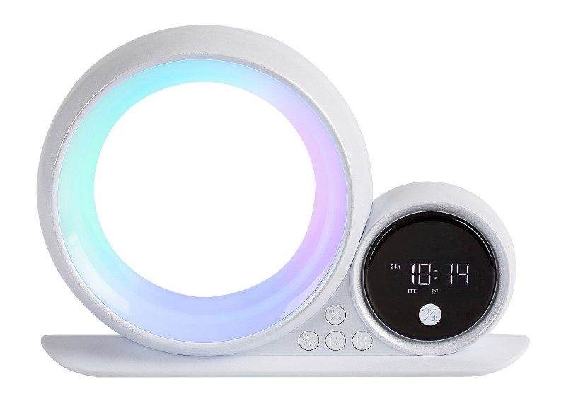 RABALUX 76109 Wakeway dekorační stolní lampička s hodinami LED 5W RGB bílá