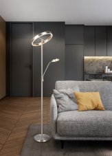 TRIO 449510207 WILLIS stojací lampa V1800mm SMD LED 39W/4600lm, 5,5W/550lm 2700+3200+4000K nikl matný