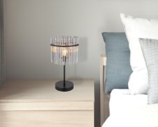 Stolná lampa 1x E27 čierna, dymová IP20 GLOBO lighting GORLEY 15698T1