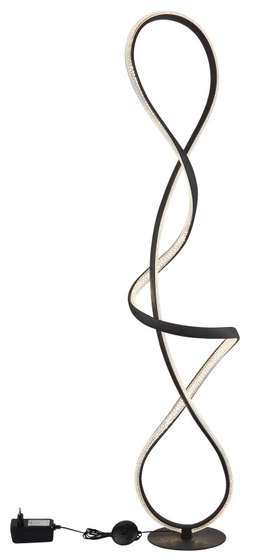 GLOBO 67341SS SWIRL stojací lampa V1325mm LED 36W 3860/1810lm 4000K černá, křišťálový efekt