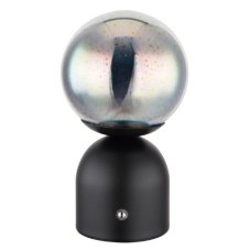 GLOBO 21006SS JULSY dotyková stolní lampička V210mm LED 2,5W/22lm 2700+6500+4000K černá, průhledná, včetně baterie CR18650 1800mAh 3,7V, USB kabel, 3D efekt