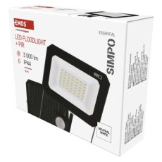 Emos ZS2333 exteriérový  LED reflektor  SIMPO so senzorom 30W 3000lm 4000K IP44