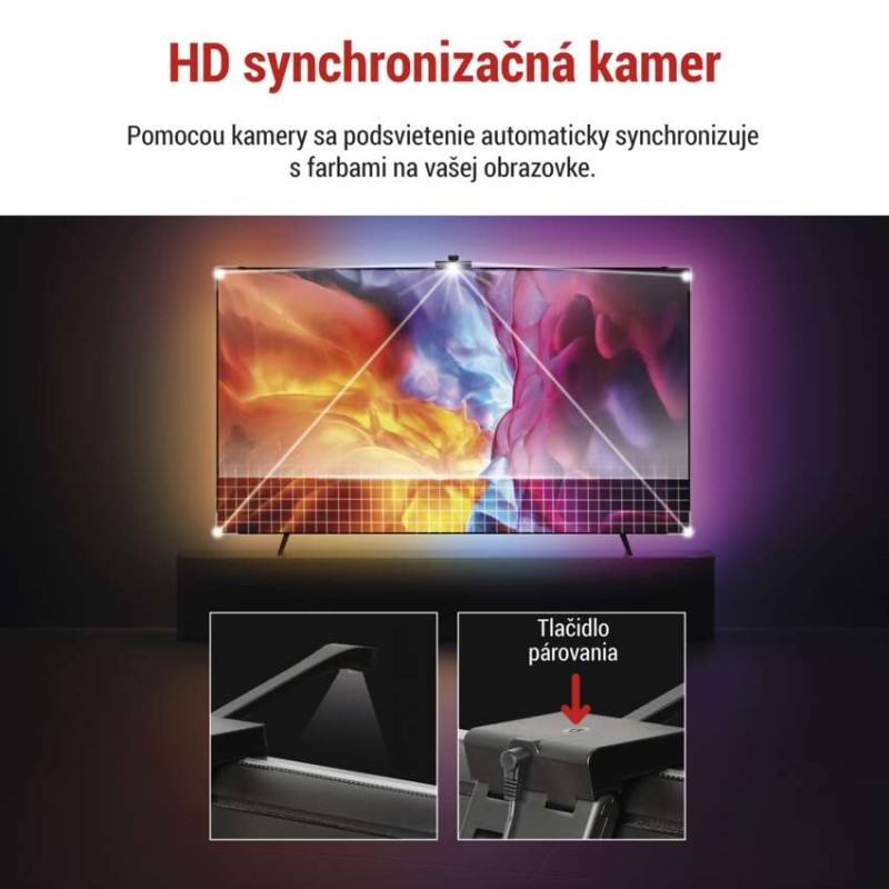 EMOS 1551650000 GoSmart LED pás za TV 65“ (164 cm) 24W 610lm čierna/biela