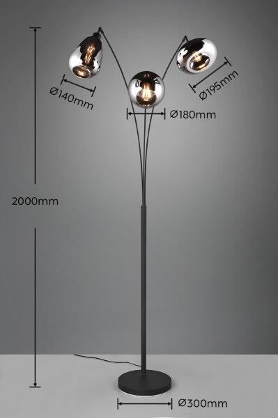 TRIO 417000332 LUMINA stojací lampa 3xE14 V2000mm černá matná, chromová