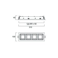Sylvania 2021693 zápustné svietidlo Optix Recessed 4 Cells 4000K hliník DALI