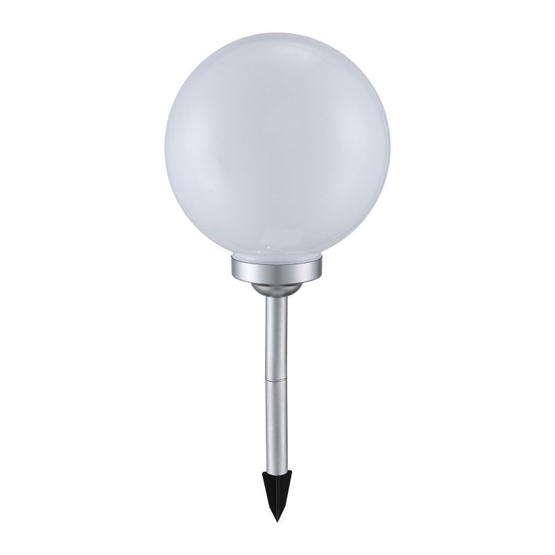 3377 GLOBO Exteriérové ​​solární LED svítidlo, zapichovací Koule na osvětlení zahrad a teras, 4x 0,06W 4000K IP44 stříbrná, bílá