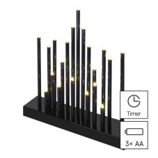 DCAW04 EMOS LED svícen čierny V275mm 3xAA teplá bílá, časovač