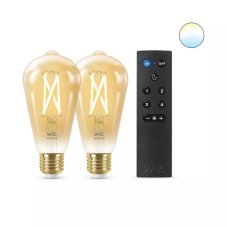 Philips Wiz Tunable white 8719514550155 LED žárovka Filament E27 ST64 7W/640lm 2000-5000K jantarová 2-set + dálkový ovladač