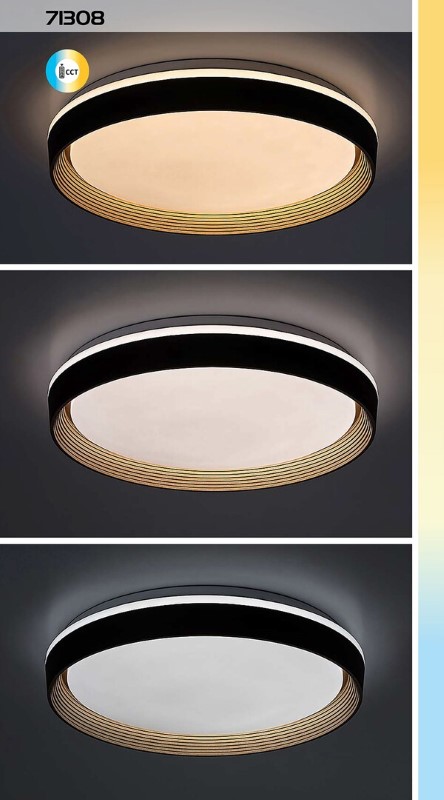 RABALUX 71308 Ladan stropné svietidlo D500mm LED 48W/3000lm 3000-6500K hnedá, zlatá, biela, stmievateľné, diaľkový ovládač