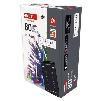 EMOS D4ZR01 GoSmart LED Vánoční řetěz 8m 64 módů svícení, multicolor IP44