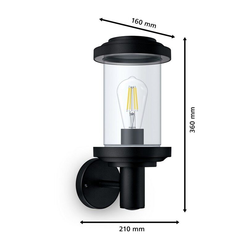 Philips 8720169266513 Outdoor Listra venkovní nástěnné svítidlo 1xE27 IP44 černá
