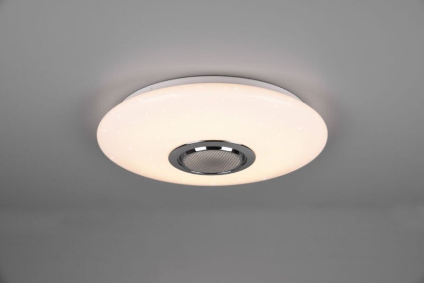 TRIO R69031101 MUSICA stropní svítidlo LED D410mm 15,5W/1700lm 3000-6000K bílá, RGB, Bluetooth, stmívatelné, dálkový ovladač, starlight efekt