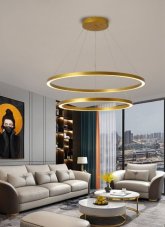 Immax 07158-G80-60 NEO FINO závěsné svítidlo LED D800mm+D600mm 93W/6975lm 2700-6500K matná zlatá, dálkové ovládání