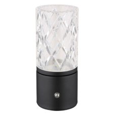 GLOBO 21010S LUNKI dotyková stolní lampička V190mm LED 2,5W/185lm 2700+6500+4000K černá, průhledná, včetně baterie CR18650 1800mAh 3,7V, USB-A 2.0 - USB-C