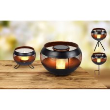 Globo 36710 solární svítidlo dekorativní, miska se svíčkou D150mm LED 0,06W 1700K, včetne baterie 1xAAA 200mAh 1,2V, IP44, černá matná, imitace rzi