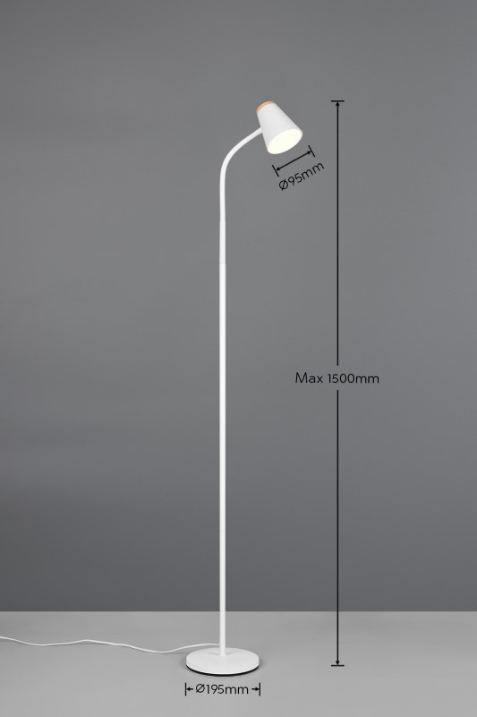 TRIO Reality R45831101 PONGO stojacia lampa v1450mm SMD LED 4,5W/500lm 3000K biela