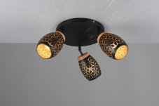 TRIO Reality R61573380 BIDAR stropné svietidlo D580mm 3xE14 čierna, zlatá