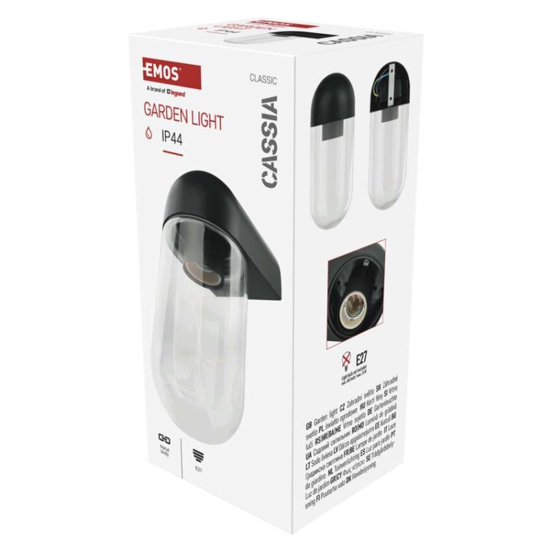 EMOS ZGG010P CASSIA venkovní nástěnné svítidlo E27 126 × 95 × 222  IP44 antracit