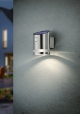 TRIO R22231107 SALTA vonkajšie nástenné solárne svietidlo LED 3W/165lm 3000K IP44 matný nikel pohybový senzor
