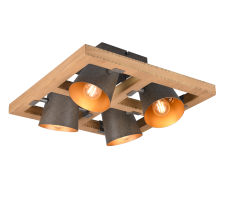 TRIO 601900467 BELL stropní bodové svítidlo 4xE14 antický nikl, dřevo