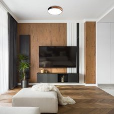 RABALUX 3528 Maple stropní svítidlo LED D415mm 24W/1890lm 4000K matná černá, dřevo, bílá