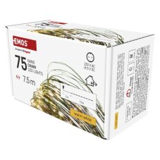 EMOS D3AW04 NANO vánoční řetěz 75 LED, barva drátu - zelená, 7,5m, časovač, teplá bílá, IP44