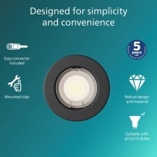 Zapuštěné svítidlo GU10 čierna IP20 PHILIPS Peridot 8720169392748