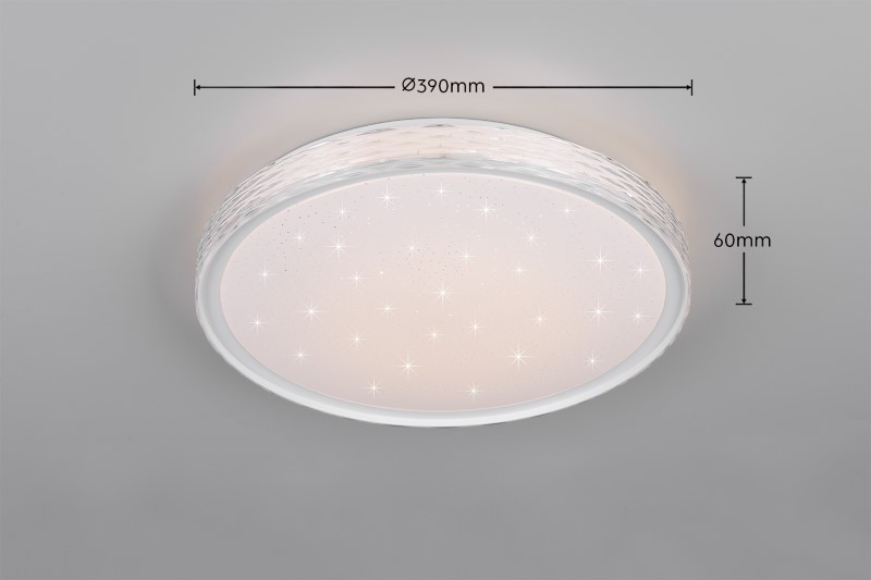 TRIO Reality R64811101 VARDA stropné svietidlo D390mm SMD LED 24W/2500lm 2700-6500K biela, diaľkový ovládač, starlight efekt