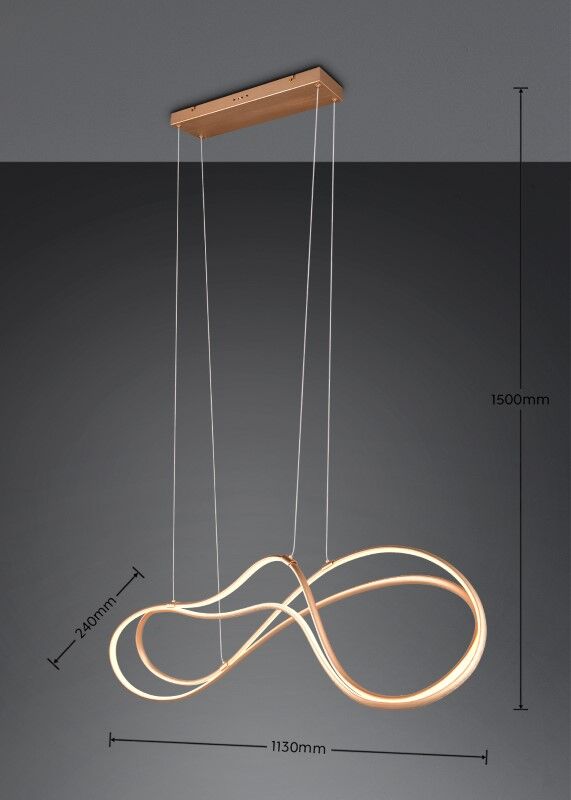 TRIO SELECT 344310179 NALA závesné svietidlo SMD LED 57W/6800lm 2300+3000+4000K zlatá, switchdimmer