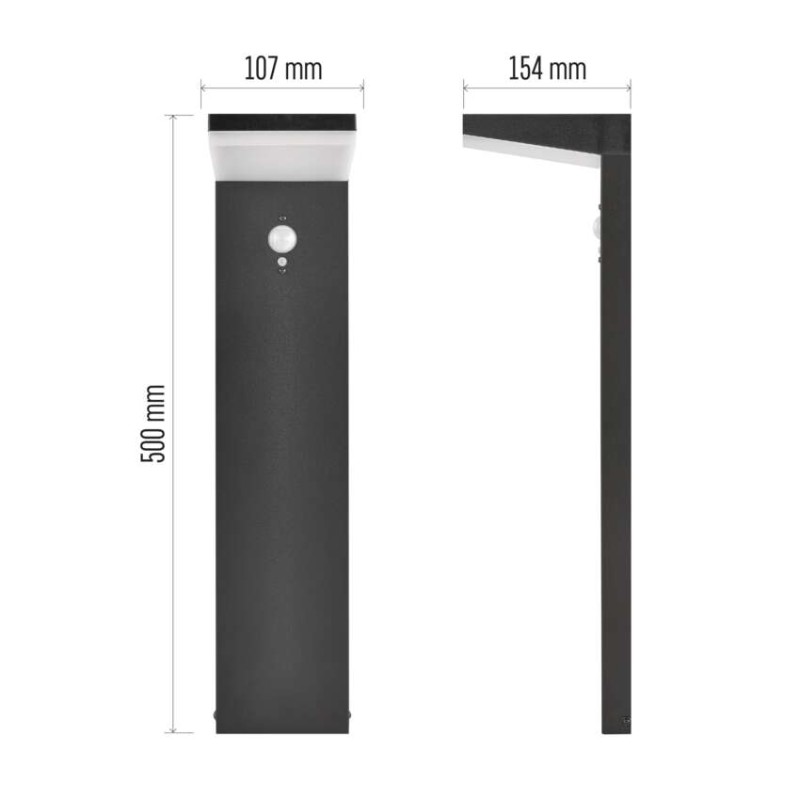 EMOS ZGK0B4S VEREA solární venkovní stojanové svítidlo/sloupek LED 154 × 107 × 500 4,4W 460lm 3000K IP44 se senzorem černá