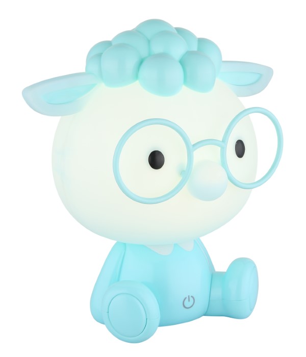 GLOBO 21760B SHEEPY dotyková stolná lampička detská V220mm LED 1W 48/32lm 3000K modrá, biela, USB Cable incl., 3StepDIM