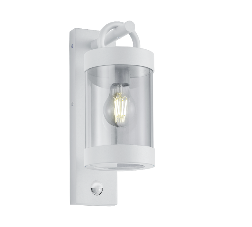 TRIO 204169131 SAMBESI vonkajšie nástenné svietidlo 1xE27 IP44 matná biela pohybový senzor
