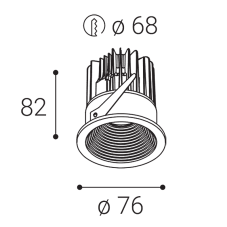 LED2 2111033DT SPLASH zápustné bodové svítidlo LED D76mm 7W/525lm 3000K IP54 TRIAC černá